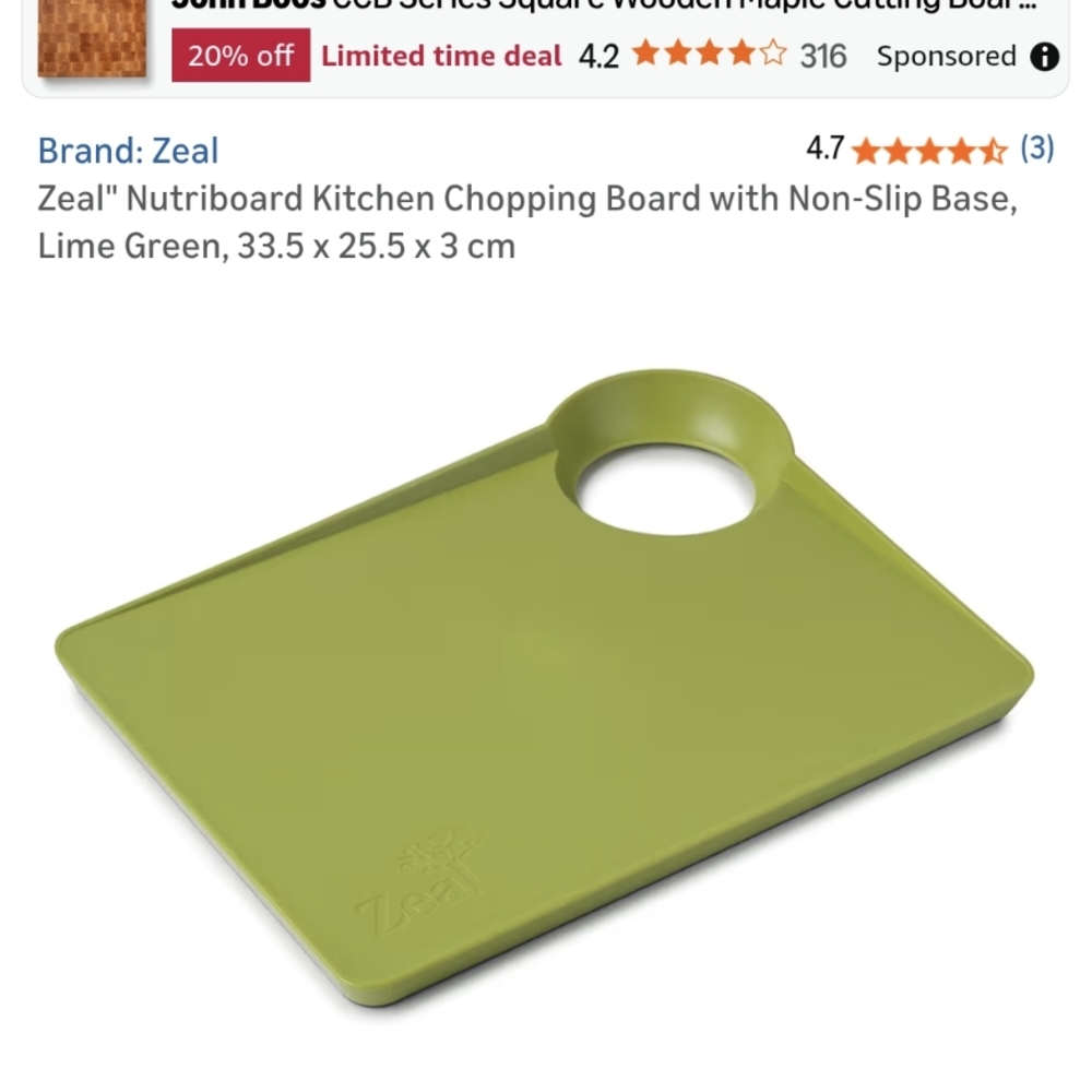 Zeal Nutri Board Lime Green Chopping Board with Cut-Out